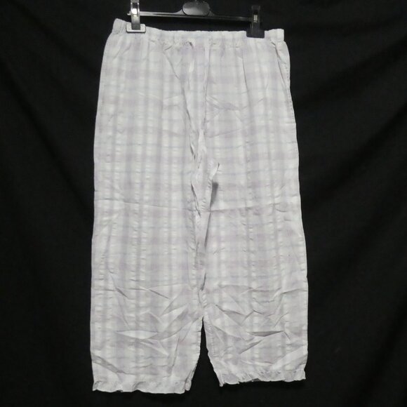 TIME OUT | medium | Lilac - Blue - White Plaid Pajama Bottoms | Ruffled Hem - Picture 1 of 16